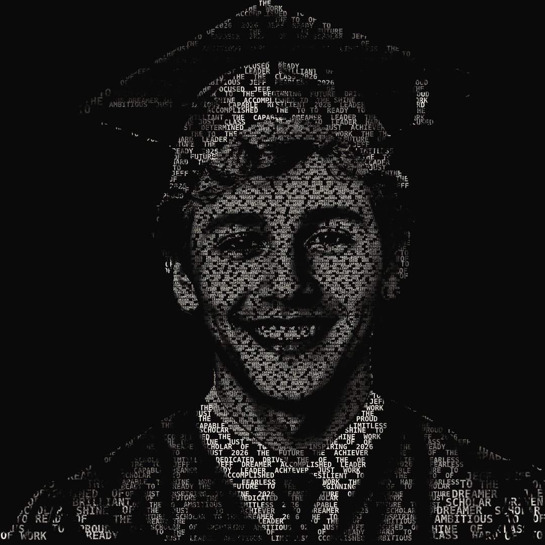 Typortrait word-art portrait of a graduate